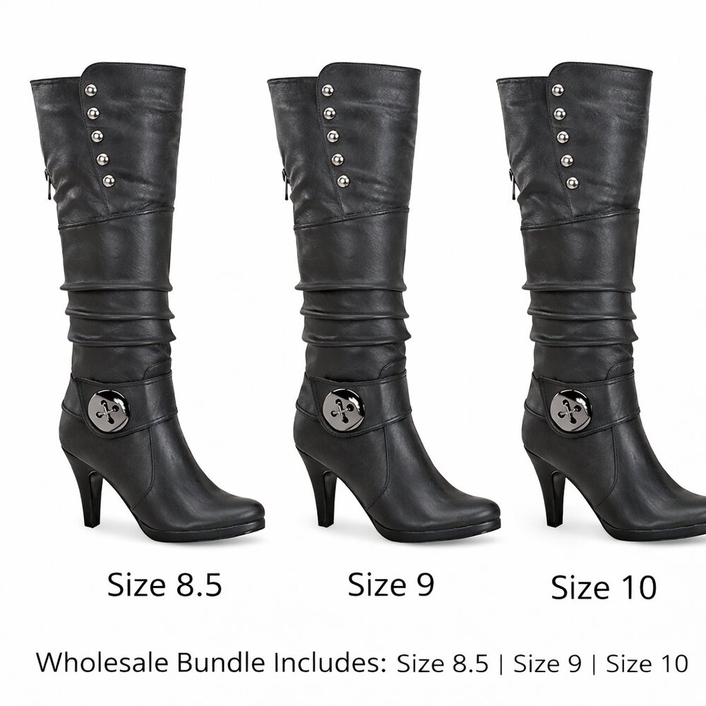 Top Moda Slouchy Knee-High Heeled Boots | Wholesale Starter Pack Size (8.5–10) - Picture 5 of 5